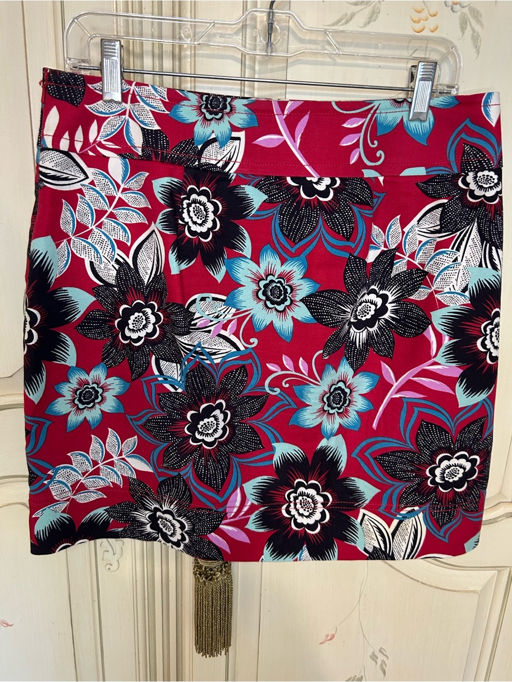 Talbots Floral Print Skirt in Fuchsia, Black, Teal